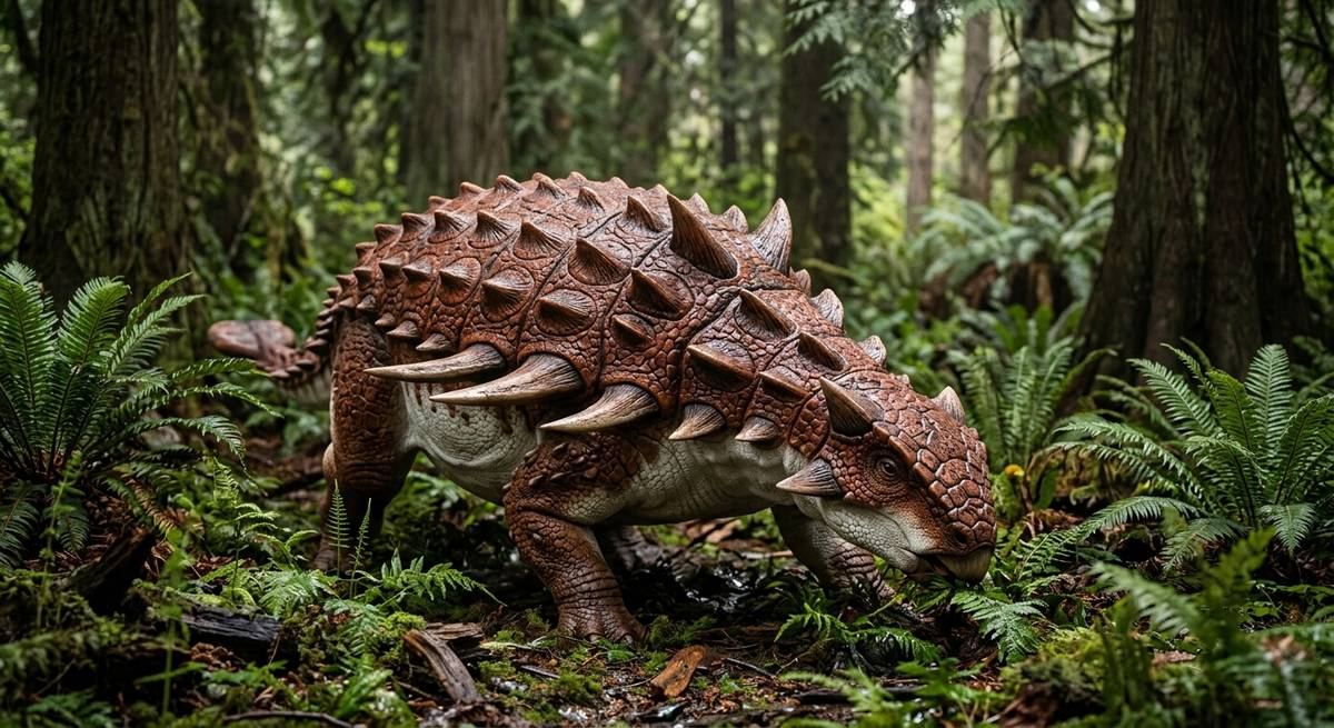 Illustration: Borealopelta in seinem Lebensraum.