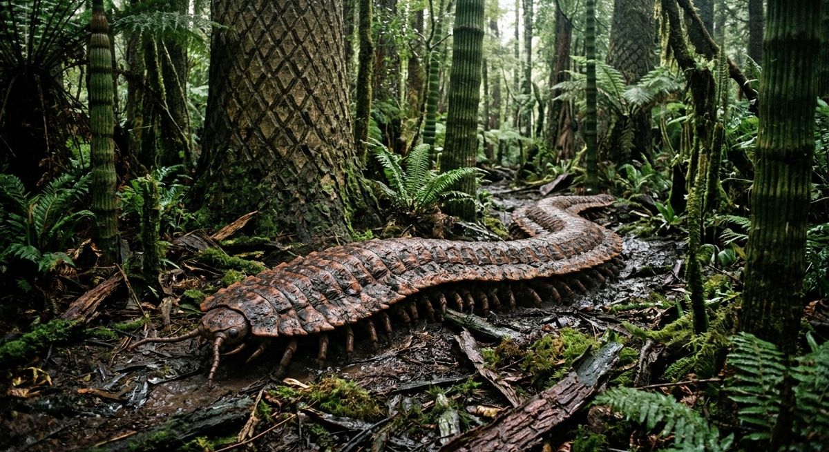 Illustration: Arthropleura in seinem Lebensraum.