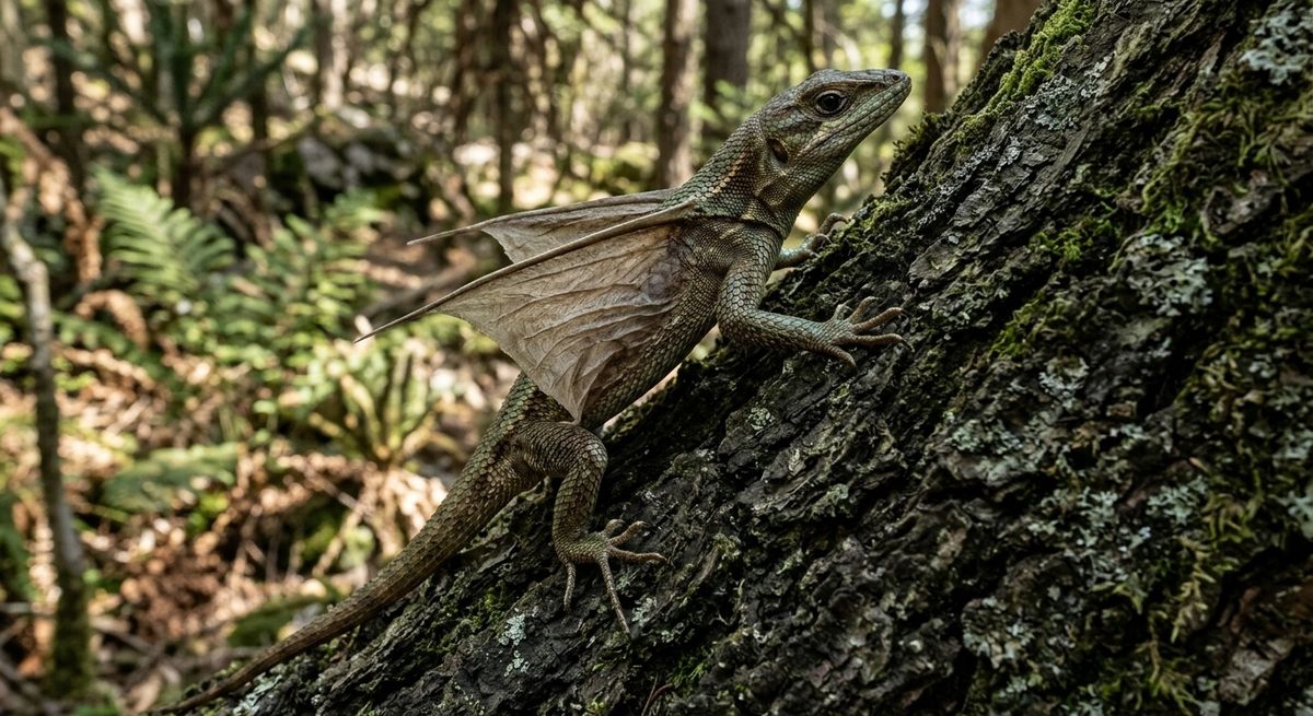 Illustration: Weigeltisaurus jaekeli in seinem Lebensraum.