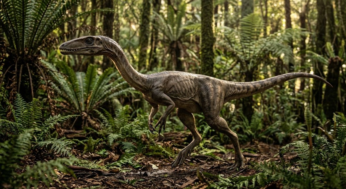 Illustration: Coelophysis bauri in seinem Lebensraum.