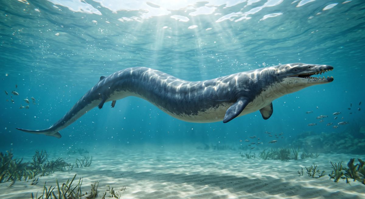 Illustration: Basilosaurus in seinem Lebensraum.