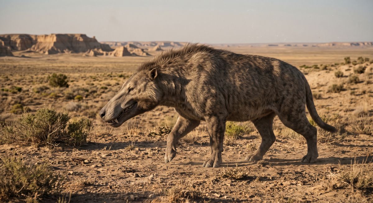 Illustration: Andrewsarchus in seinem Lebensraum.