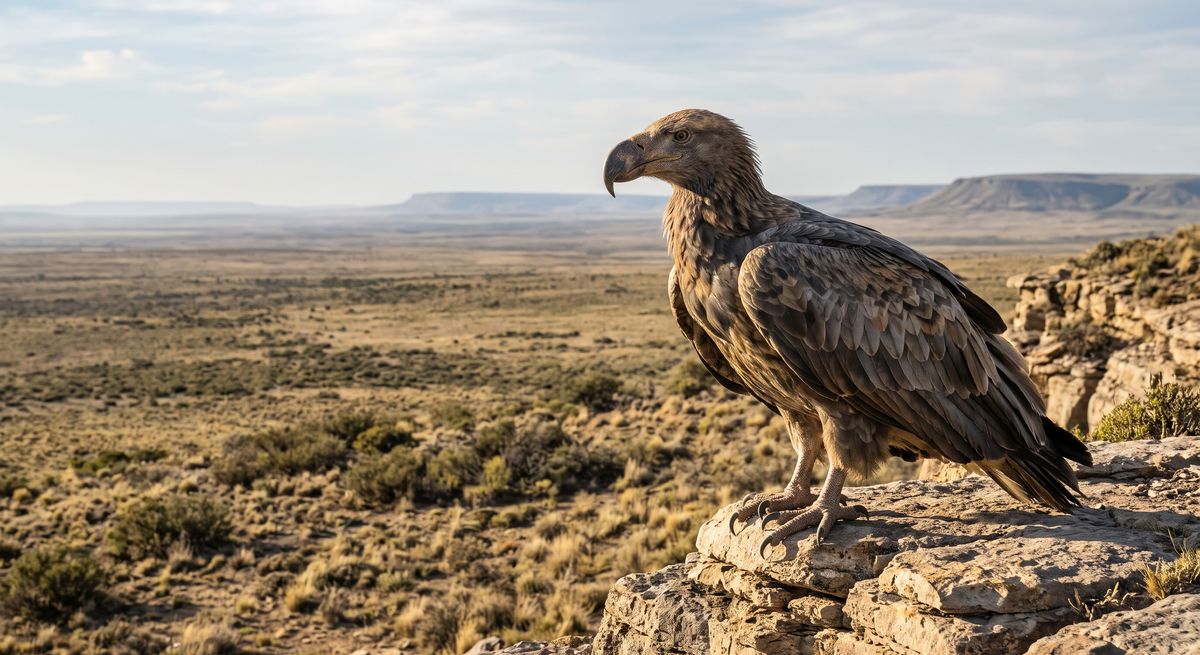 Illustration: Argentavis in seinem Lebensraum.