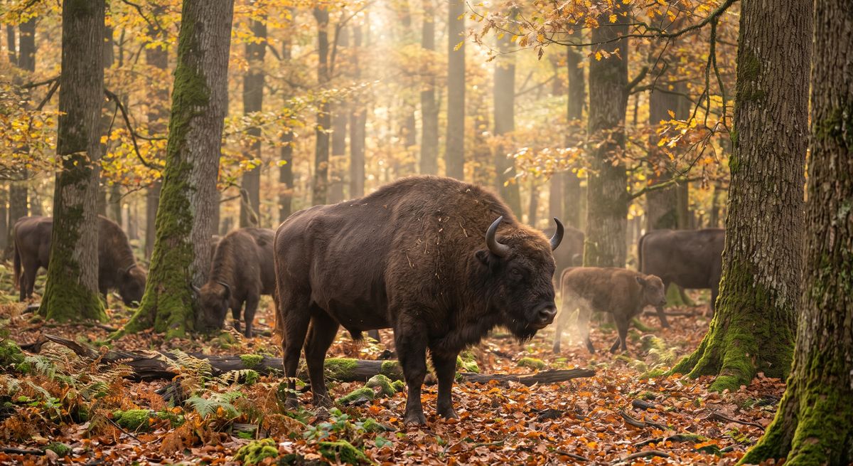 Illustration: Wisent in seinem Lebensraum.